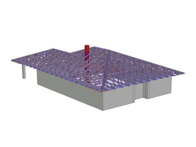 3D vizualizácia väzníkového krovu