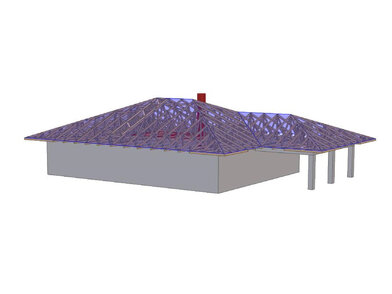 3D vizualizácia väzníkového krovu