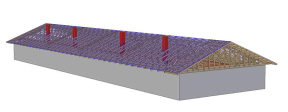 projektová vizualizácia väzníkovej strechy